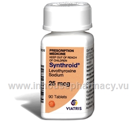 Synthroid (Levothyroxine) 25mcg (0.025mg) 90 Tablets/Pack