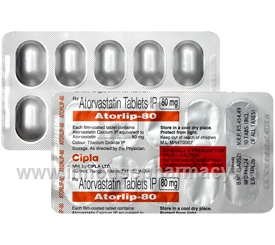 Atorlip-80 (Atorvastatin) 80mg 10 Tablets/Pack