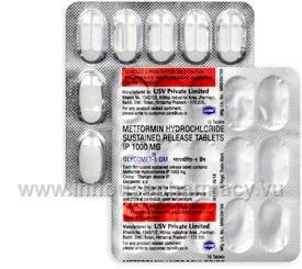 Glycomet-1 (Metformin 1000mg) 15 Tablets/Strip