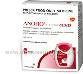 Anoro Ellipta (Umeclidinium/Vilanterol 62.5mcg/25mcg) Powder for Inhalation, pre dispensed