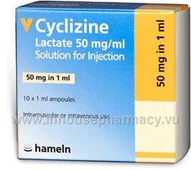 Hameln Cyclizine (Cyclizine lactate 50mg/ml) 10 Ampoules/Pack