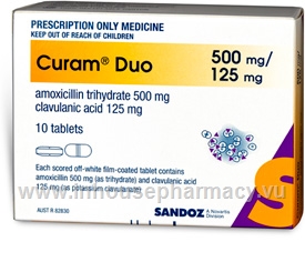 Curam Duo (Amoxycillin & Potassium Clavulanate 500mg/125mg) 10 Tablets/Pack