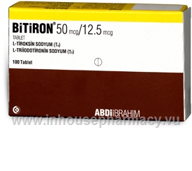 Bitiron (Thyroxine sodium [T4]/Liothyronine sodium [T3] 50mcg/12.5mcg) 100 Tablets/Pack